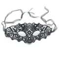 Elegant black lace masquerade mask for party, Halloween costume eye mask with ribbons. - One Size / Zorro / Black
