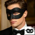 Men black half face masquerade mask for Halloween party prom costume dress up stylish eye mask - Glitter Black