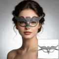 Zilveren kant masker voor dames, half gezicht oogmasker voor Halloween feest kostuum bal show. - 01 Hart