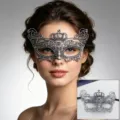 Zilveren kant masquerade masker, half gezicht oogmasker voor vrouwen, Halloween feest rekwisiet. - 02 Kroon