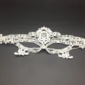 White lace masquerade mask, delicate hollow eye mask for party Halloween costume detail view - One Size / Queen / White