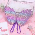 Ailes de papillon de fée mignonnes avec des pois scintillants et des bretelles pour enfants. - Taille unique / Ailes violettes (convient aux moins de 5 ans)