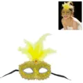 Yellow feather lace masquerade mask, half face costume party prop for women and girls. - One Size / Yellow