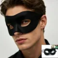 Men's Black Masquerade Half Face Eye Mask Halloween Christmas Party Costume Prop - Black