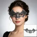 Mascara de encaje de murciélago plateada para mujer fiesta halloween accesorio disfraz - 05 Murciélago