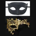 Masquerade coppia set maschera occhi festa metallo strass ferro maschera Halloween oggetti - 08 Oro