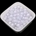 Clear acrylic faceted square beads with white inner beads for DIY craft handmade jewelry making. - 8mm 100 Pieces/Pack / Clear White