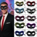 Maschera da carnevale mezza faccia da uomo con motivi glitterati, perfetta per Halloween e feste. - 1 per tipo in 10 colori glitterati