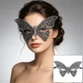Mujer negro plata encaje mariposa máscara media cara mascarilla de fiesta accesorio - 07 Alas