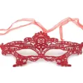 Red lace half face mask eye mask for masquerade party Halloween costume accessory - One Size / Queen / Red