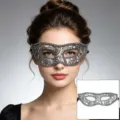 Máscara de encaje plateado para mujer, antifaz de media cara para fiesta de disfraces de Halloween. - 010 Cabeza Plana