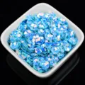 6mm light blue plum flower sequins loose sequins with center hole for DIY crafts garment sewing - 20g/Pack (Approx. 1200 Pieces) / Lake Blue