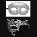 Set di maschere da masquerade in argento, maschere per feste con strass e glitter per Halloween - Argento