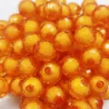 Orange faceted acrylic round beads, double layer loose beads for DIY handmade jewelry making. - #45 Orange Red