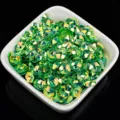 6mm green iridescent plum blossom sequins for DIY crafts, sewing apparel and wedding dress decor - 20g/Pack (Approx. 1200 Pieces) / Green