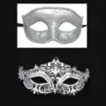 Mascherina per coppie in maschera set, argento metallo intagliato diamante per festa. - Argento 014