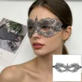 Máscara de mascarada de encaje plateado para mujer, elegante antifaz de media cara para Halloween. - 015 Pequeño Puntiagudo