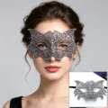 Máscara de Encaje Plateado Mujer Disfraz de Halloween Media Cara Ojo Máscara Fiesta Evento - 030 Búho