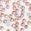 Rose gold flatback crystal rhinestones details, round nail art diamond gems display. - Silk Light