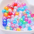 Colorful AB coated round beads DIY bracelet necklace jewelry making loose beads wholesale - Multicolor
