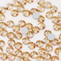 Close-up detail view of rose gold flatback crystal rhinestones, multi-faceted sparkle. - ss16 (Approx. 4mm) Approx. 144pcs / Gold Champagne