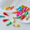Kleurrijke druppelvormige parelhanger met strassring voor DIY sieraden accessoires - 8x15mm (20 Stk) / Meerkleurig