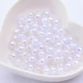 Colorful AB iridescent loose beads for DIY handmade bracelets and necklace accessories. - 6mm, 300 Pcs / AB White