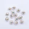 Cuentas espaciadoras de diamantes de imitación plateadas para pulseras DIY, 6/8mm. - 6mm 20Uds / Blanco AB