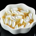 Parel druppel hanger DIY sieraden accessoire versierd met glinsterende strass ring - 8x15mm (20 Stk) / Broken Wit