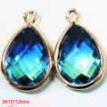 Ciondolo a goccia in cristallo di vetro blu sfumato bordo in rame accessorio per gioielli DIY - 3# Goccia d'Acqua Sfumato Blu-Verde (15x12mm)