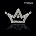 Rhinestone crown hair accessory, sparkling crystal bridal tiara brooch, 53x35mm size decoration. - Style C