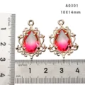 Colgante lágrima cristal degradado vintage chapado cobre accesorio joya DIY 10x14mm - Degradado Rosa (A0301)