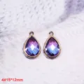 Pendente a goccia in cristallo sfumato bordato di rame accessorio per gioielli collana orecchini - 4# Goccia d'Acqua Sfumato Viola-Rosso (15x12mm)