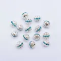 Silber Strass Abstandsperlen für DIY Armbänder, hohle Kristall Perlen 6-8mm 20 Stk - Seeblau