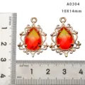 Colgante de lágrima de cristal degradado vintage chapado en cobre DIY 10x14mm - Degradado Rojo-Amarillo (A0304)