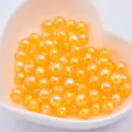 Yellow ABS iridescent imitation pearl loose beads for DIY handmade bracelet necklace. - 6mm, 300 Pcs / Orange AB