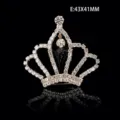 Exquisite rhinestone crown brooch or pendant with sparkling crystals and elegant hanging charm. - Style E