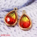 Ciondolo a goccia in vetro cristallo sfumato bordato in rame per accessori gioielli DIY - 6# Goccia d'Acqua Sfumato Rosso-Giallo (15x12mm)
