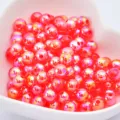 Pink ABS Iridescent Round Loose Beads DIY Bracelet Necklace Jewelry Making Accessories - Big Red AB