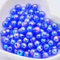 Wholesale blue magic color ABS imitation pearl double hole beads for DIY jewelry making. - Royal Blue AB
