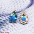 Ciondolo in cristallo a goccia con bordo in rame, colore sfumato per accessori DIY. - 8# Goccia d'Acqua Sfumato Blu-Verde con Vassoio (19x13mm)