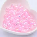 Pink ABS iridescent loose beads for DIY bracelets and necklaces, double hole craft accessories. - Pink AB