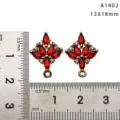 Copper plated red zircon crystal rhombus pendant DIY handmade jewelry making accessory. - Red Rhombus Style (A1402) / 13x18mm