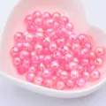 Pink AB magic color round loose beads for DIY bracelet necklace jewelry making accessories - Rose Red AB