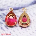 Ciondolo a goccia in vetro cristallo rivestito in rame sfumato accessorio per gioielli - 13# Goccia d'Acqua Sfumato Rosa-Giallo (15x10mm)