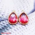 Pendente a goccia in vetro cristallo rosa sfumato con bordo in rame, accessorio fai da te. - 24# Ciondolo Sagomato Bifacciale Sfumato Rosa (19x15mm)