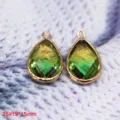 Pendente a goccia in cristallo di vetro bordo in rame sfumato DIY collana orecchini - 25# Ciondolo Sagomato Bifacciale Sfumato Verde-Giallo (19x15mm)