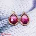 Pendente a goccia in vetro cristallo sfaccettato sfumato bordo in rame per gioielli DIY - 26# Ciondolo Sagomato Bifacciale Sfumato Rosa-Viola (19x15mm)