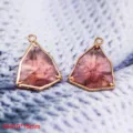 Ciondolo in cristallo di vetro di terre rare bordato di rame sfaccettato irregolare fai da te - 33# Goccia d'Acqua Sagomata Sfumato Rosa-Viola (19x15mm)