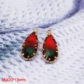 Ciondolo a goccia in cristallo di vetro con montatura in rame sfumato rosso verde. - 35# Goccia d'Acqua Sfumato Rosso-Verde (20x10mm)